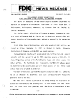 FDIC Approves Deposit Assumption of First State Bank of Rollingstone Rollingstone Minnesota