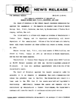 FDIC Approves Assumption of Deposits of Monroe Savings Bank FSB Rochester New York