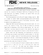 FDIC Approves Deposit Assumption of Orange Coast Thrift and Loan Association Los Alamitos California