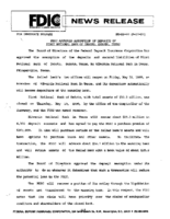 FDIC Approves Assumption of Deposits of First National Bank of DeSoto DeSoto Texas