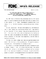FDIC Establishes Three New Banks to Assume Deposits of Bank of New England NA Boston Massachusetts Connecticut Bank  Trust Company NA Hartford Connecticut and Maine National Bank Portland Maine
