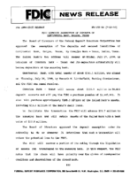 FDIC Approves Assumption of Deposits of Continental Bank Dallas Texas