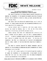 FDIC Approves Assumption of Deposits of American National Bank of Greenville Greenville Texas