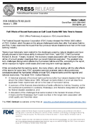 Full Effects of Recent Hurricanes on Gulf Coast Banks Will Take Time to AssessOffers Preliminary Analysis on FDICInsured Banks