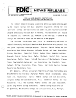 FDIC is Names Managing Agent of Nine Additional Savings and Loan Institutions