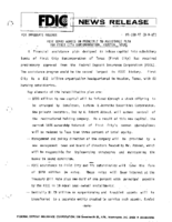 FDIC Board Agrees in Principle to Assistance Plan for First City Bancorporation Houston Texas