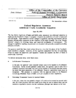 Federal Regulators Announce Additional Credit Availability Initiatives