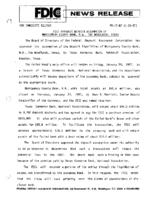 FDIC Approves Deposit Assumption of Montgomery County Bank NA The Woodlands Texas