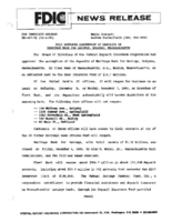 FDIC Approves Assumption of Deposits of Heritage Bank for Savings Holyoke Massachusetts