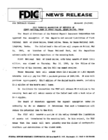 FDIC Approves Assumption of Deposits of First National Bank of Grand Saline Grand Saline Texas