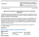 Joint ReleaseAgencies Invite Comment on Proposed Rule for Income Tax Allocation Agreements