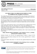 FDIC Makes Public December Enforcement Actions No Administrative Hearings Scheduled