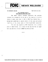 FDIC Announces Sale of NCNB Texas National Bank Stock