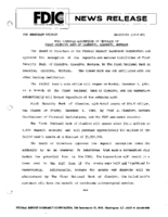 FDIC Approves Assumption of Deposits of First Security Bank of Glendive Glendive Montana