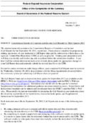 DEPOSITORY INSTITUTION REPORTS Consolidated Reports of Condition and Income Call Report for Third Quarter 2013