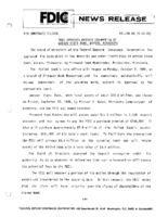 FDIC Approves Deposit Assumption of Watson State Bank Watson Minnesota