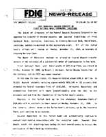 FDIC Transfers Insured Deposits of First National Bank Covington Louisiana