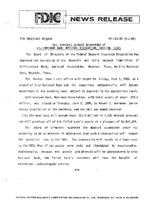 FDIC Approves Deposit Assumption of Williamstown Bank National Association Houston  Texas