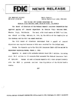 FDIC to Pay Off Insured Depositors in Mission Viejo National Bank Mission Viejo California