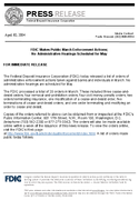 FDIC Makes Public March Enforcement Actions No Administrative Hearings Scheduled for May