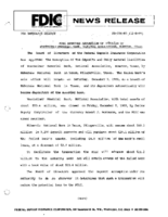 FDIC Approves Assumption of Deposits of Westheimer Memorial Bank National Association Houston Texas