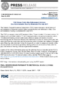 FDIC Makes Public May Enforcement Actions One Administrative Hearing Scheduled For July 2011