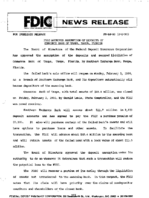 FDIC Approves Assumption of Deposits of Commerce Bank of Tampa Tampa Florida