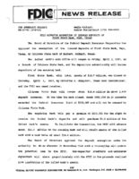 FDIC Approves Assumption of Insured Deposits of First State Bank Vega Texas