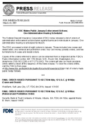 FDIC Makes Public January Enforcement Actions One Administrative Hearing Scheduled