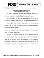 FDIC Approves Assumption of Deposits of Bank of East Texas Tyler Texas