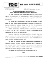 FDIC Approves Assumption of Insured Deposits of Olympic International Bank and Trust Boston Massachusetts