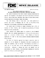 FDIC Approves Assumption of Deposits of The First National Bank of Toms River Toms River New Jersey