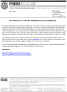 FDIC Issues List of Banks Examined for CRA Compliance