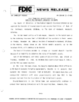 FDIC Transfers Insured Deposits of Bank of the Northwest Woodward Oklahoma