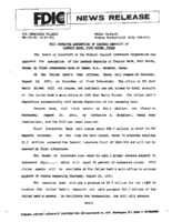 FDIC Approves Assumption of Insured Deposits of Tarrant Bank Forth Worth Texas