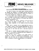 FDIC Approves Deposit Assumption of First National Bank of Nocona Nocona Texas