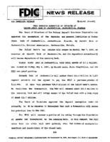 FDIC Approves Assumption of Deposits of Tucker State Bank of Jacksonville Jacksonville Florida