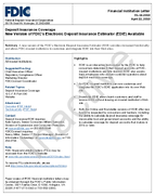 Deposit Insurance Coverage New Version of FDICs Electronic Deposit Insurance Estimator EDIE Available