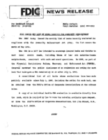 FDIC Issues May List of Banks Examined for Community Reinvestment