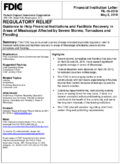 Regulatory Relief Guidance to Help Financial Institutions and Facilitate Recovery in Areas of Mississippi Affected by Severe Storms Tornadoes and Flooding
