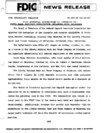 FDIC Approves Assumption of Deposits of North Bank National Association Oklahoma City Oklahoma