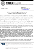 Martin J Gruenberg Designated as Chairman and Thomas M Hoenig as Vice Chairman of FDIC