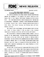 FDIC Approves Deposit Assumption of The Peoples Bank  Trust Company Natchitoches Louisiana