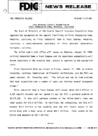 FDIC Approves Deposit Assumption of First Progressive Bank Metairie Louisiana