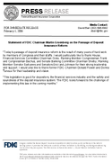 Statement of FDIC Chairman Martin Gruenberg on the Passage of Deposit Insurance Reform