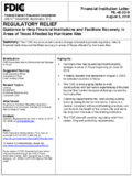 Regulatory Relief Guidance to Help Financial Institutions and Facilitate Recovery in Areas of Texas Affected by Hurricane Alex
