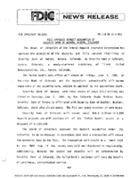 FDIC Approves Deposit Assumption of Security Bank of Aurora Aurora Colorado