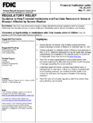 Regulatory Relief Guidance to Help Financial Institutions and Facilitate Recovery in Areas of Missouri Affected by Severe Storms and Tornadoes