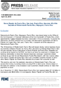 Banco Popular de Puerto Rico San Juan Puerto Rico Assumes All of the Deposits of Westernbank Puerto Rico Mayaguez Puerto Rico