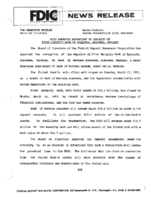 FDIC Approves Assumption of Depoaits of First Security Bank of Anaconda Anaconda Montana